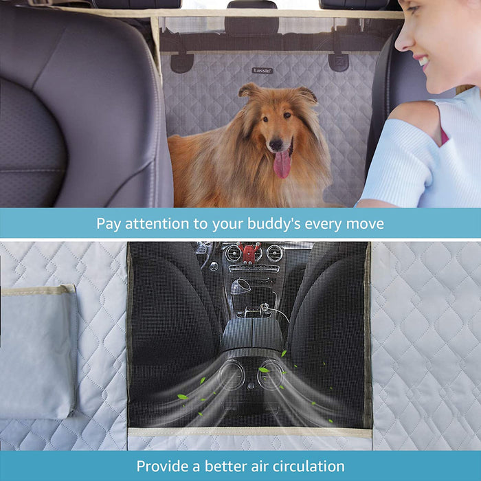 Dog Car Seat Covers for Back Seat Waterproof with Mesh Visual Window Durable Scratchproof Nonslip Dog Car Hammock with Universal Size Fits for Cars, Trucks & Suvs