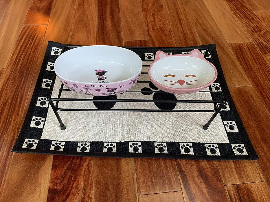 Petrageous 70658 Oval Frisky Kitty Stoneware Cat Bowl 5.5-Inch Wide and 1.5-Inch Tall Saucer with 5.3-Ounce Capacity and Dishwasher Safe Is Great for Cats, Pink