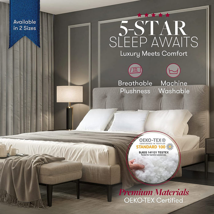 Bed Pillows Standard / Queen Size Set of 2 - down Alternative Bedding Gel Cooling Pillow for Back, Stomach or Side Sleepers