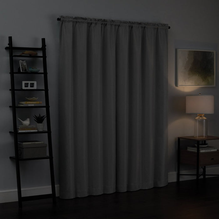 Eclipse Samara Solid Color Blackout Rod Pocket Single Curtain Panel, Boysenberry, 42 X 54