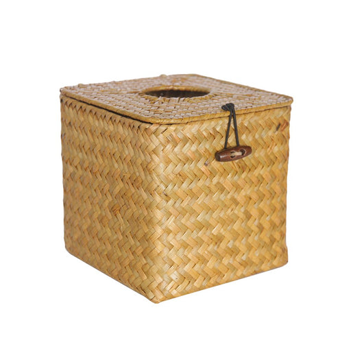 Straw Woven Tissue Box Cover, Vintage Wicker Tissue Box Cover Square, Home Toilet Paper Holder, or Napkin Dispenser
