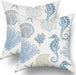 Nautical Coastal Pillow Covers 18X18 Set of 2 Coral Seashell Starfish Seahorse Beach Decorative Throw Pillows Summer Ocean Pillowcase Cotton Square Cushion Cover Decor for Home Couch Bed Soft