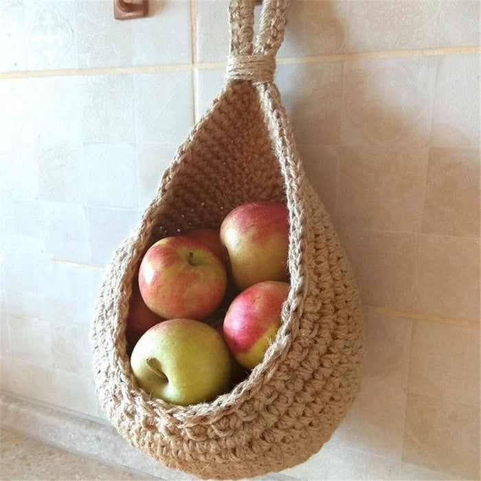 Jute Eco Storage Basket Portable Wall Hanging Flower Basket Organizer Fruit Vegetable Toys,Rattan Box Home Decoration by