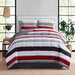 Mainstays Red and Gray Stripe 8 Piece Bed in a Bag Comforter Set with Sheets, King