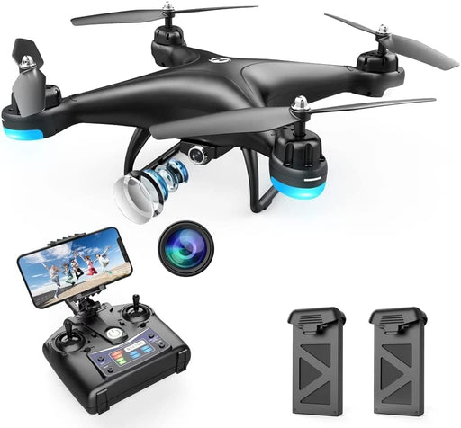HS110D FPV RC Drone with 1080P HD Camera Live Video 120°Wide-Angle Wifi Quadcopter with Gravity Sensor, Voice & Gesture Control, Altitude Hold, Headless Mode, 3D Flip RTF 2 Batteries