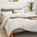 off White Queen Ball Pom Fringe Design Comforter Set 3Pcs, 3 Pieces Boho Aesthetic Luxurious Queen Bedding Set, Vintage Ultra Soft Microfiber Comforter Set