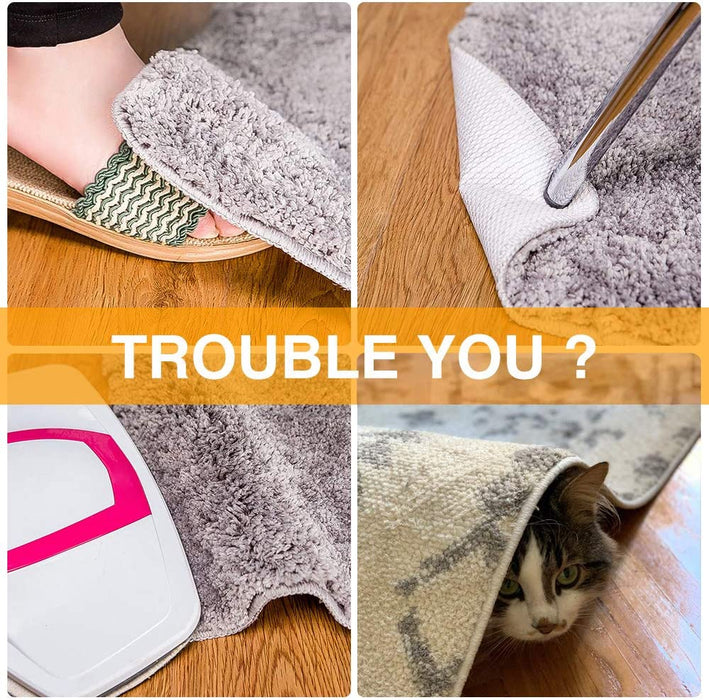 Rug Pads Grippers, 8 PCS Non Slip Washable Grippers for Rug, “Vacuum TECH” - New Materials to anti Curling Rug Pad : Keep Your Rug in Place & Make Corner Flat and Easily Peel Off