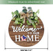 Interchangeable Seasonal Welcome Sign Front Door Decoration, Rustic round Wood Wreaths Wall Hanging Outdoor, Farmhouse, Porch, for Spring Summer Fall All Seasons Holiday Halloween Christmas.