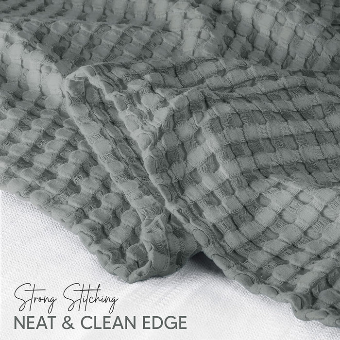 Cotton Waffle Blanket 300 GSM (Cool Grey - 90X108 Inches) Soft Lightweight Breathable Bed Blanket King Size Layering Any Bed for All Season