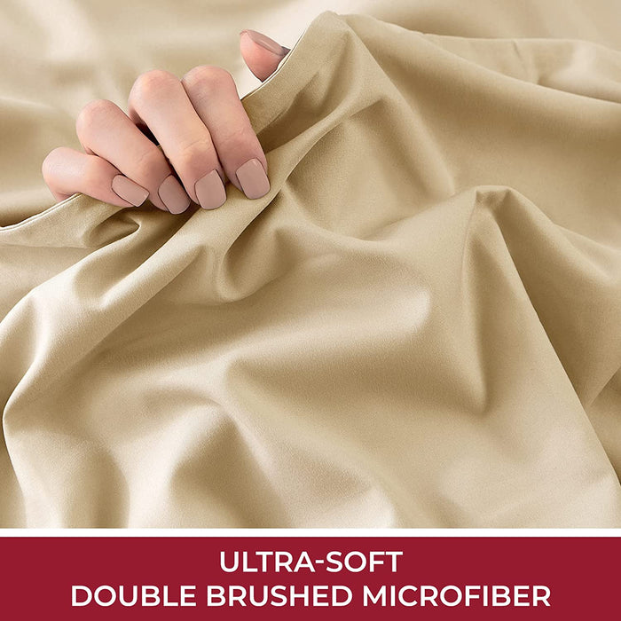 Queen Fitted Sheet - Deep Pocket Cooling Sheets up to 16 Inch - Hotel Luxury Bedding - Softest Sheets - Wrinkle, Fade, Stain Resistant - 1 Single Queen Fitted Sheet Only (Queen, Beige)