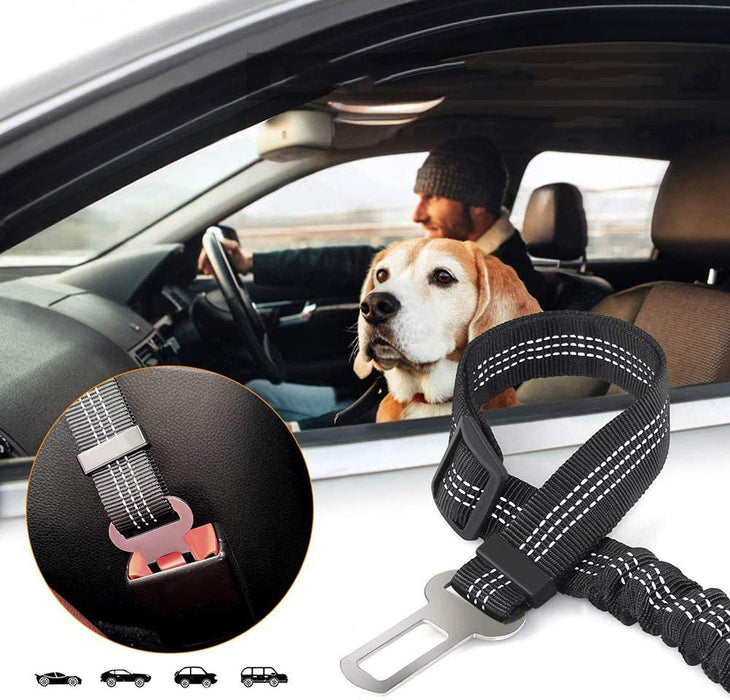 Dog Seatbelt Leash for Cars, 2-Packs Pet Safety Seat Belt Harness with Shock Absorbing Bungee and Reflective Threads for Car Dogs Restraint