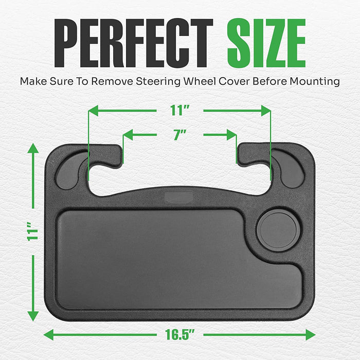 Steering Wheel Tray, Car Tray for Eating, Hook on Steering Wheel Desk for Food, Laptop and Car Accessories, Car Road Trip Must Haves Gadgets That Fits Most Vehicles Steering Wheels, Car Table Black