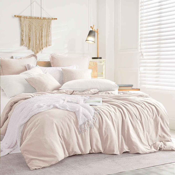Beige Bedding Comforter Set Queen Size, 7 Piece Boho Microfiber Bed in a Bag - Soft & Lightweight All Season Farmhouse down Alternative Comforter with Sheets for Women Men, Solid Light Khaki