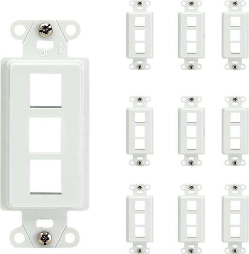 On-Q WP3413WH10 High Impact Flame Retardant Plastic 3-Port Decorator Outlet Strap, White, 10 Count