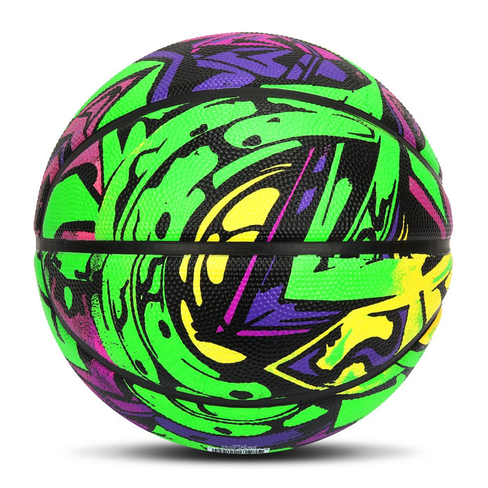 AND1 Supreme Grip Spongetech Rubber Basketball- Regulation Size Streetball (29.5"), Made for Indoor and Outdoor Basketball Games (Green/Purple)