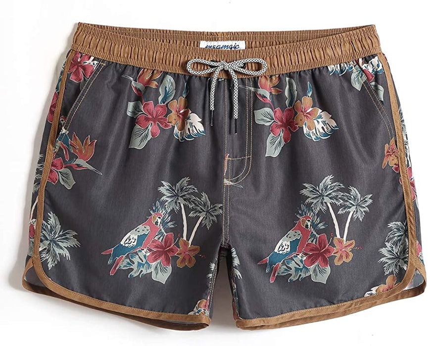 Mens Boys Short 80S 90S Vintage Swim Trunks with Mesh Lining Quick Dry Swim Suits Board Shorts