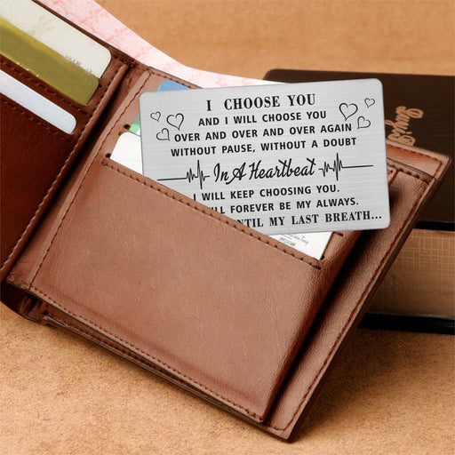 I Choose You Gifts for Fiance, Bridegroom Metal Love Cards on Wedding Day, Unique Presents for Boyfriend Anniversary Keepsake