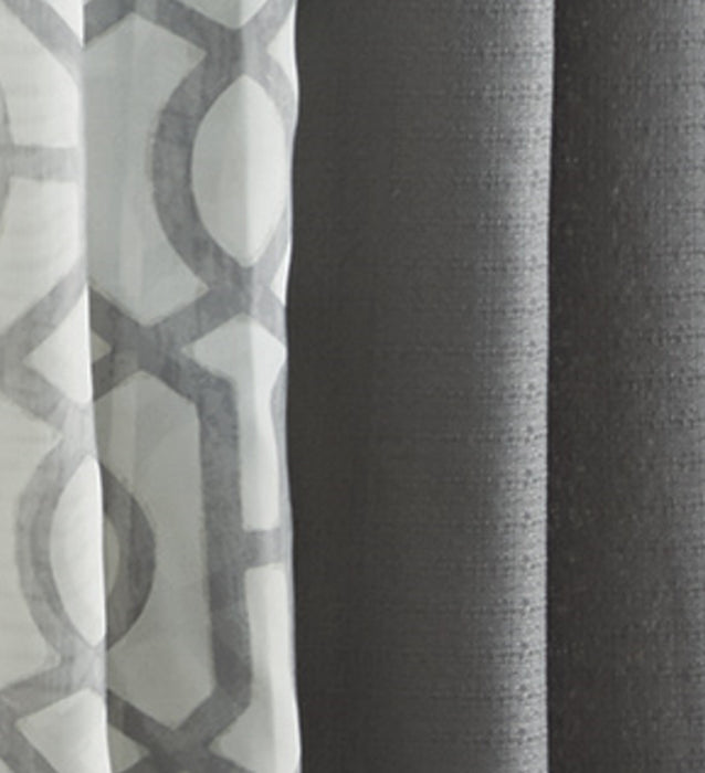 Mainstays Kingswood 4 Piece Curtain Set, 27.5X84, Grey Flannel