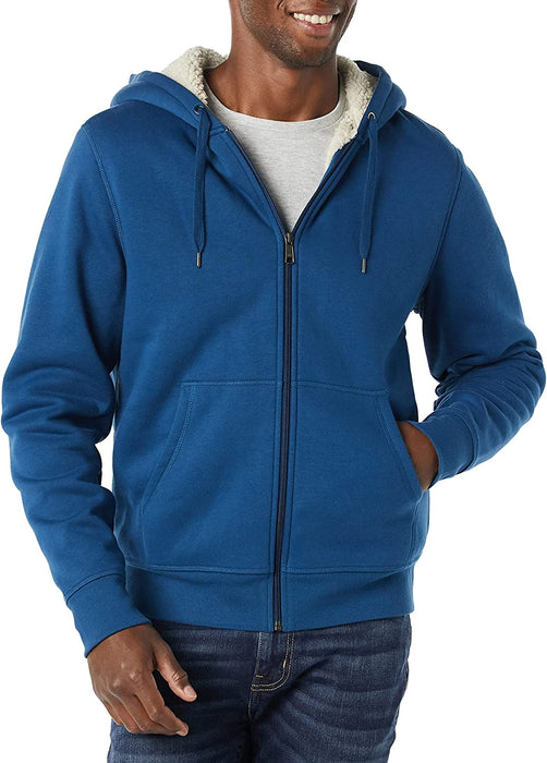 Amazon Essentials Men'S Sherpa-Lined Full-Zip Hooded Fleece Sweatshirt