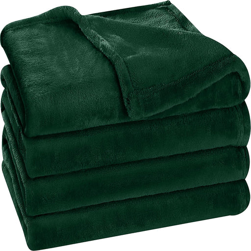 Fleece Blanket Queen Size Forest Green 300GSM Luxury Bed Blanket Anti-Static Fuzzy Soft Blanket Microfiber (90X90 Inches)