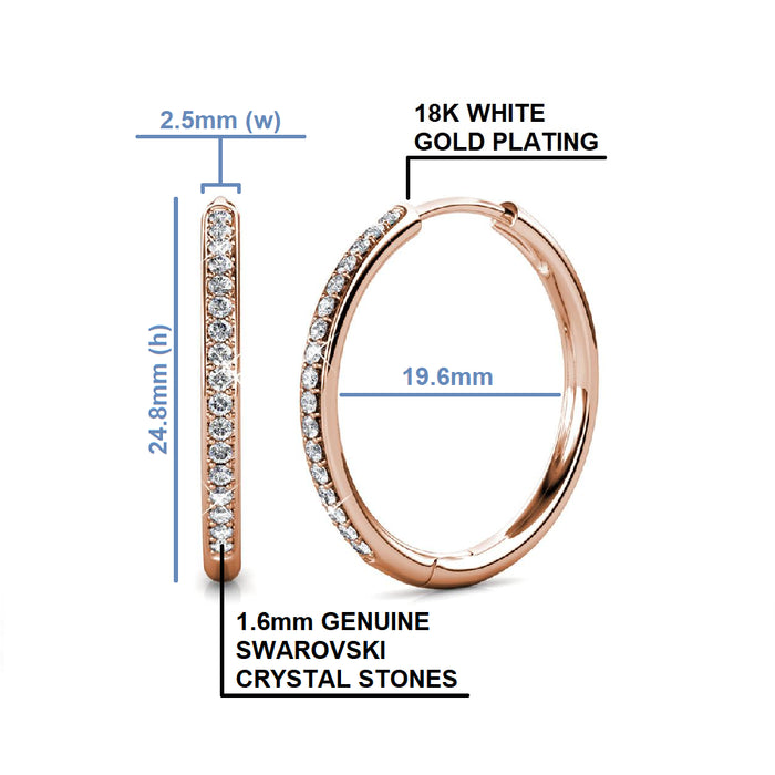 Bianca 18K White Gold Hoop Earrings with Crystals Rose Gold Female