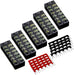 Terminal Block and Strip - 12Pcs (6 Sets) 4 Positions Dual Row 600V 25A Screw Terminal Strip Blocks with Cover + 400V 25A 4 Positions Pre-Insulated Terminals Barrier Strip Black & Red