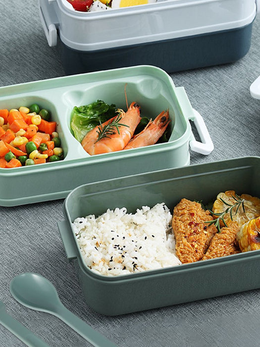 2 Layers Bento Box 1050Ml Lunch Box Containers Leak-Proof Bento Lunch Box BPA Free Food Container Portable Food Box with Spoon Fork Chopsticks