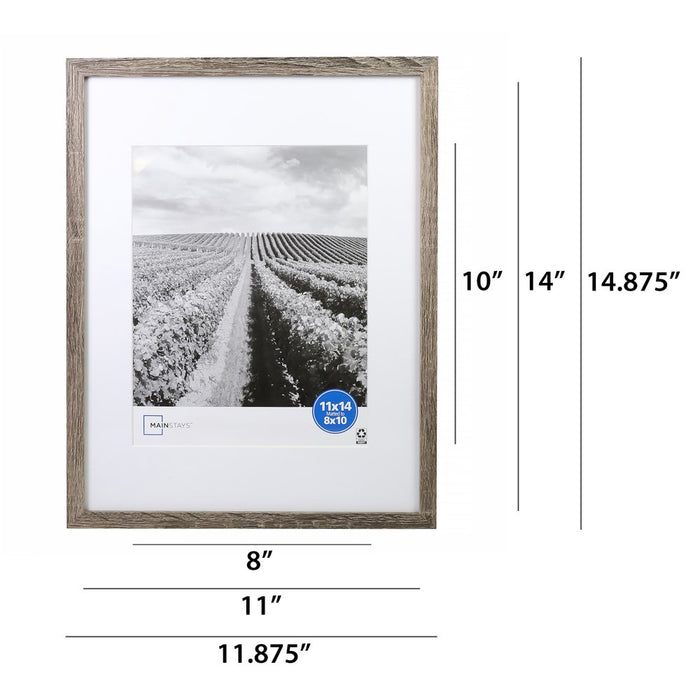 Mainstays 11X14 Inch Matted to 8X10 Inch Gray 0.5" Gallery Wall Picture Frame, Set of 4