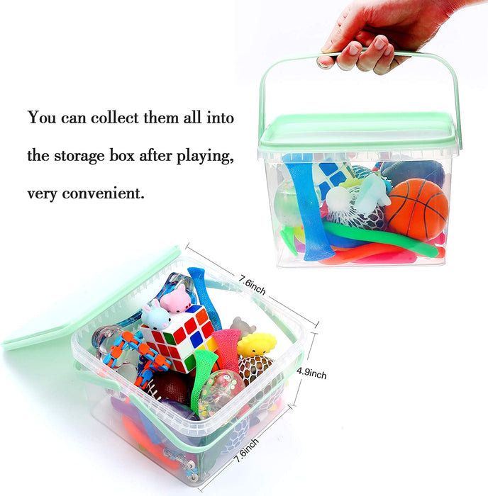 24 Pack Bundle Sensory Fidget Toys Set-Liquid Motion Timer/Grape Ball/Mochi Squishy/Stretchy String/Flippy Chain/Easter Egg/Marble Mesh/Squeeze Bean/Cube for Autistic Kids ADHD Anti-Stress Toy