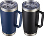 20 Oz Tumbler Mug with Lid and Straw, Insulated Travel Coffee Mug with Handle, Double Wall Stainless Steel Vacuum Coffee Tumbler, Thermal Coffee Cup, Navy Blue