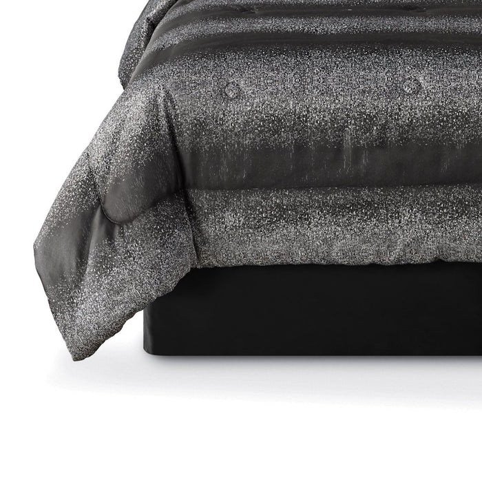 Mainstays 7-Piece Metallic Stripe Jacquard Comforter Set, Black and Silver, Full/Queen