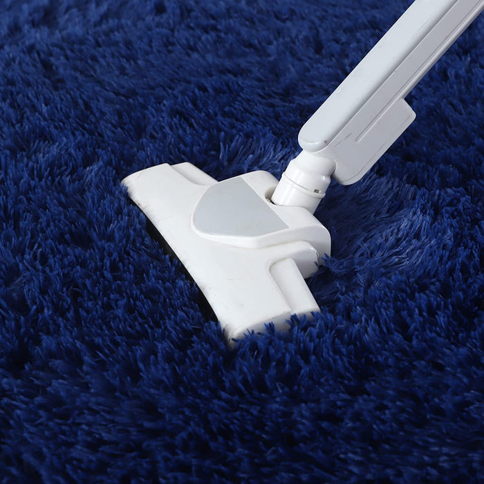 Fluffy Plush Modern Rugs for Bedroom Comfortable Soft Home Decor Shag Rug Cute Circle Carpet for Girly Boy Baby Room Dormitory Living Room Rug(4X4 Feet Navy Blue)