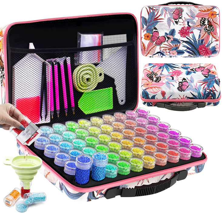 Diamond Painting Storage Containers, 60 Slots Diamond Painting Accessories Shockproof Jars for Jewelry Beads Rings Charms Glitter Rhinestones