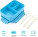 Bento Lunch Box - Leak-Proof 3 Compartment Lunch Containers for Adults and Kids Bpa-Free and Dishwasher Safe Bento Box with Spoon, Fork & Knife(Light Blue)