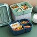 Bento Box, Bento Box for Adults, 49 OZ 3 Compartments Bento Lunch Box with Spoon & Fork, Leakproof Bento Box, Microwave Safe
