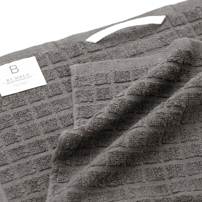 Premium Kitchen Towels (16”X 28”, 6 Pack) – Large Cotton Kitchen Hand Towels – Chef Weave Design – 380 GSM Highly Absorbent Tea Towels Set with Hanging Loop – Grey