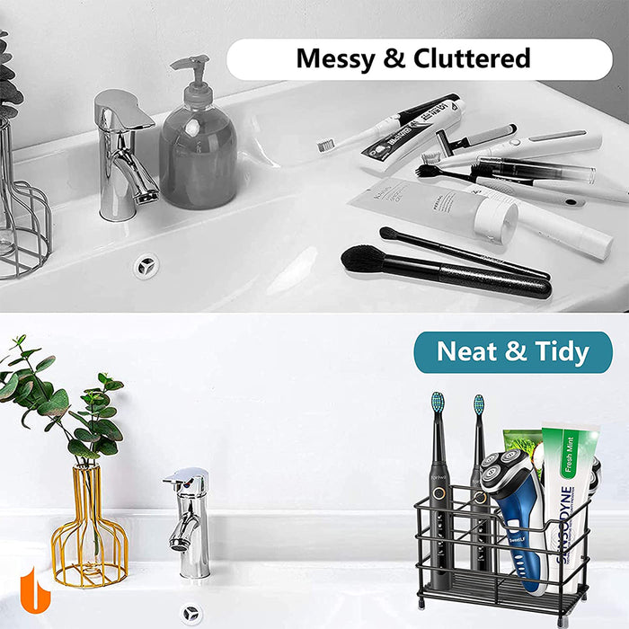 Toothbrush Holder and Bathroom Accessories Black 5 Slots Tooth Brushes Holder