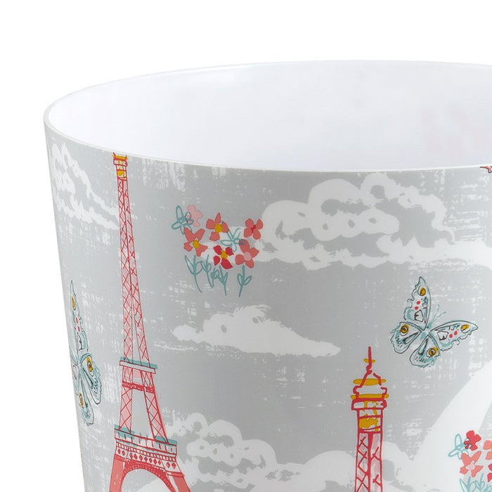 Paris Rounded Decaled Plastic Bathroom Trash Can by Your Zone, Multi