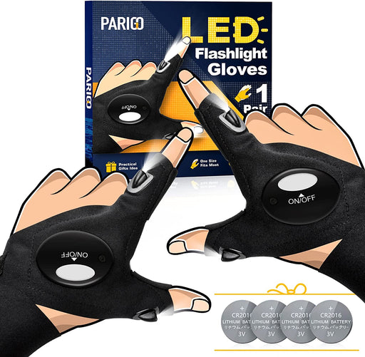 LED Flashlight Gloves Gifts for Men Women Stocking Stuffers for Men Christmas Birthday Gift for Husband Boyfriend Brother Grandpa Dad Who Have Everything, Fishing Gift Unique Stuff Cool Gadget