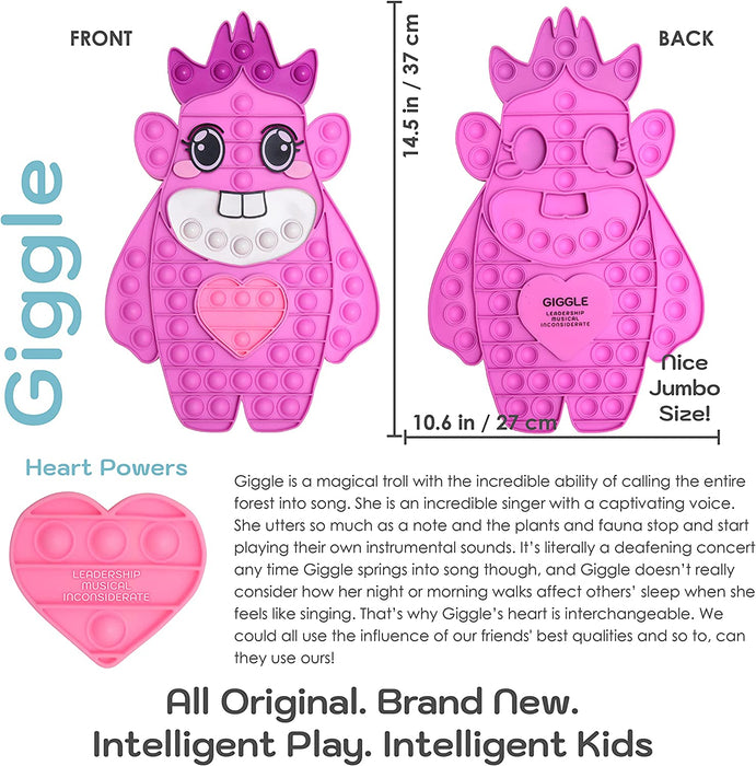 Swop Its Giggle Character Collectable Push Pop Bubble Fidget Sensory Toy for Anxiety & Stress Relief with Glow-In-The-Dark Heart, Food-Grade Bubble Popping Sensory Toy for Autism & ADHD- Novelty Gifts