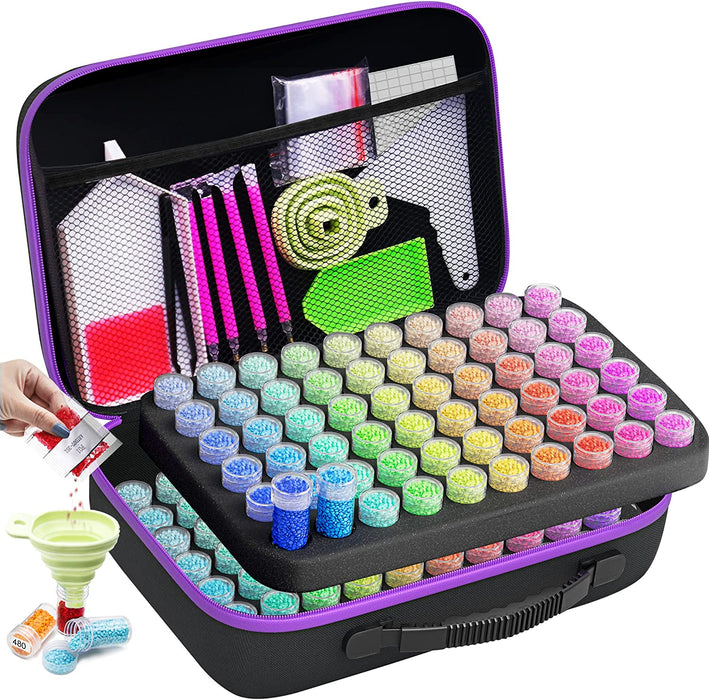 Diamond Painting Storage Containers, 60 Slots Diamond Painting Accessories Shockproof Jars for Jewelry Beads Rings Charms Glitter Rhinestones