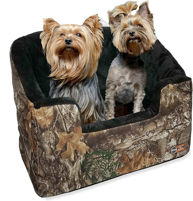 K&H Pet Product Bucket Booster Dog Car Seat, Elevated Pet Car Seat for Small Dogs & Cats Large Realtree Edge Camo
