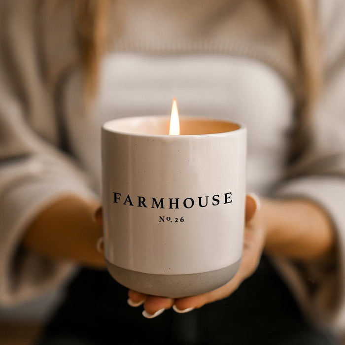 Farmhouse Candle | Autumn, Cinnamon, and Nutmeg, Fall Scented Soy Candles for Home | 12Oz Stone Jar, 60+ Hour Burn Time, Made in the USA