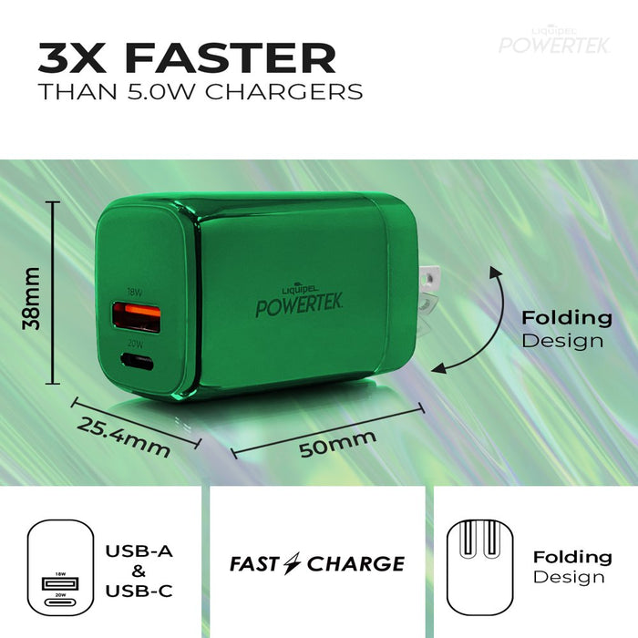 38W PD USB C 20W and USB a 18W Dual Port Wall Charger, Fast Charging Phone Wall Block Power Adapter Cube and Foldable Plug, Compatible with Iphone, Ipad, Iwatch, Galaxy, Android