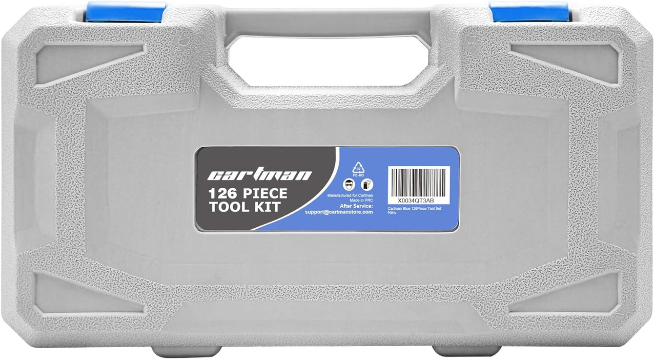 Tool Set General Hand Tool Kit with Plastic Toolbox Storage Case, Automotive Set Blue