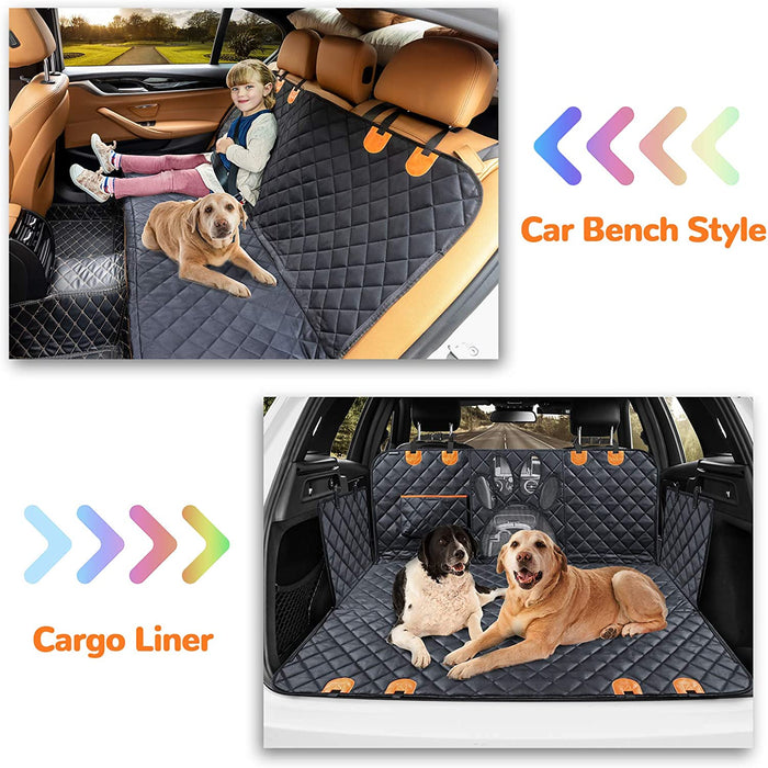 Upgraded Dog Seat Covers with Mesh Visual Window 100% Waterproof Dog Car Seat Cover Nonslip Pet Seat Cover for Back Seat with Storage Pockets, Washable Dog Hammock for Cars Trucks and Suvs