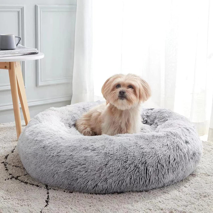Calming Dog Bed & Cat Bed, Anti-Anxiety Donut Dog Cuddler Bed, Warming Cozy Soft Dog round Bed, Fluffy Faux Fur Plush Dog Cat Cushion Bed for Small Medium Dogs and Cats (20"/24"/27"/30")