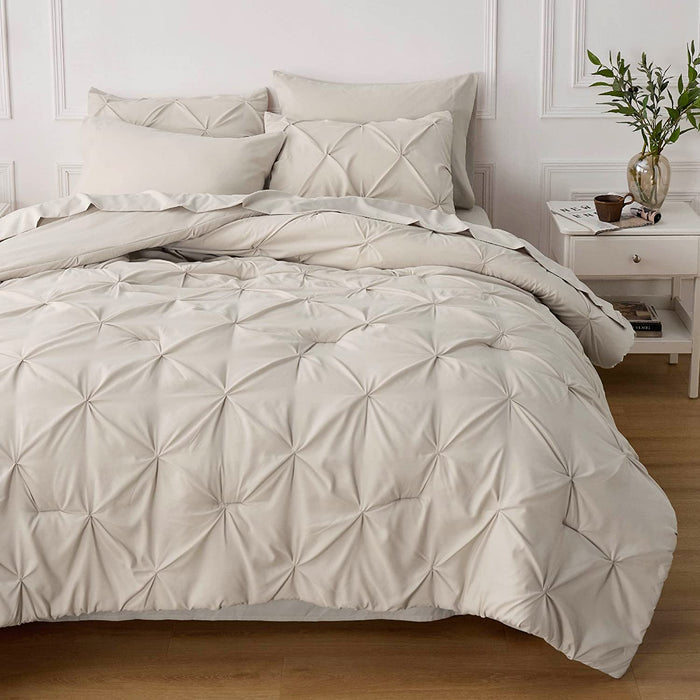 Bedsure Full Size Comforter Sets - Bedding Sets Full 7 Pieces, Bed in a Bag Beige Bed Sets with Comforters, Sheets, Pillowcases & Shams,Adult & Kids Bedding