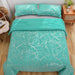 Silver Metallic Marble Comforter Set Queen Size Foil Print Glitter Bedding Set, Aqua/Silver