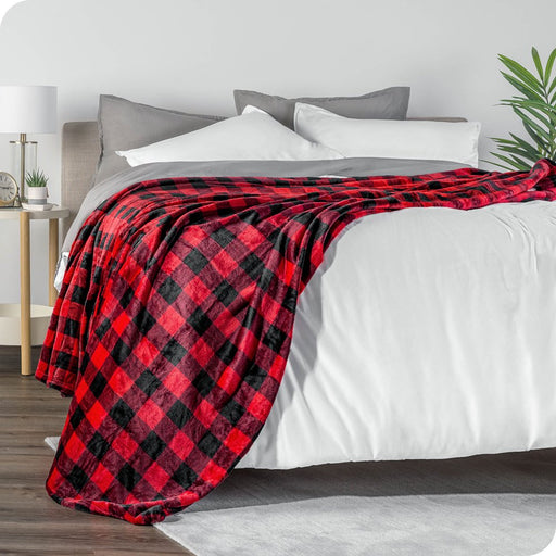 Microplush Fleece Blanket, Plush, Ultra Soft, Twin/Twin XL, Chester Buffalo Plaid - Red/Black